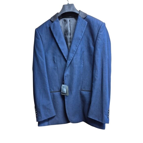 Mens Navy Blue Suit Jacket Size 42 Classic Formal Blazer Elegant Fit Zoom in - Picture 2 of 8